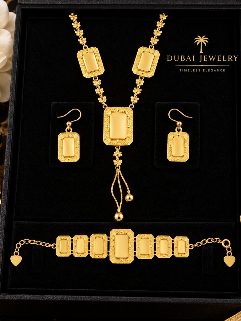 22K Gold Plated Dubai Geometric 3-Piece Jewelry Set